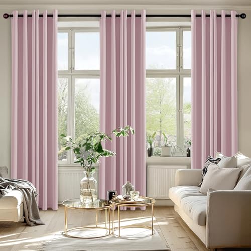Image of MIULEE Blackout Curtains for Bedroom Living Room 2 Panels, Thermal Insulated Room Darkening Drapes Grommet Noise Reducing Light Blocking Window Treatments 72 Inches Long 40x72 Inch Blush Pink