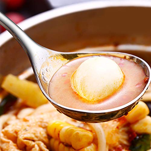 Acciaio Inossidabile Serving Spoon Rivestimento dello Specchio Cucchiaio da minestra di Grandi Dimensioni Grande Soup Scoop Buffet Banchetto Dinner Party Stoviglie, Manico Corto - immagine 5