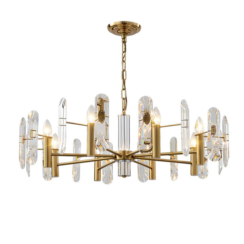 Lustre en cristal moderne à 6 têtes en métal élégant pour salon chic