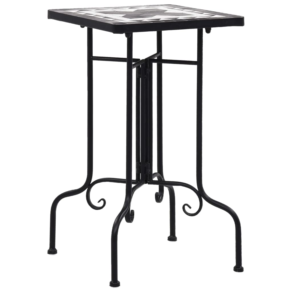 Table pour plantes avec structure en fer et plateau de table en mosaïque résistant aux intempéries comme table de balcon ou table d'appoint en céramique pour terrasse et jardin