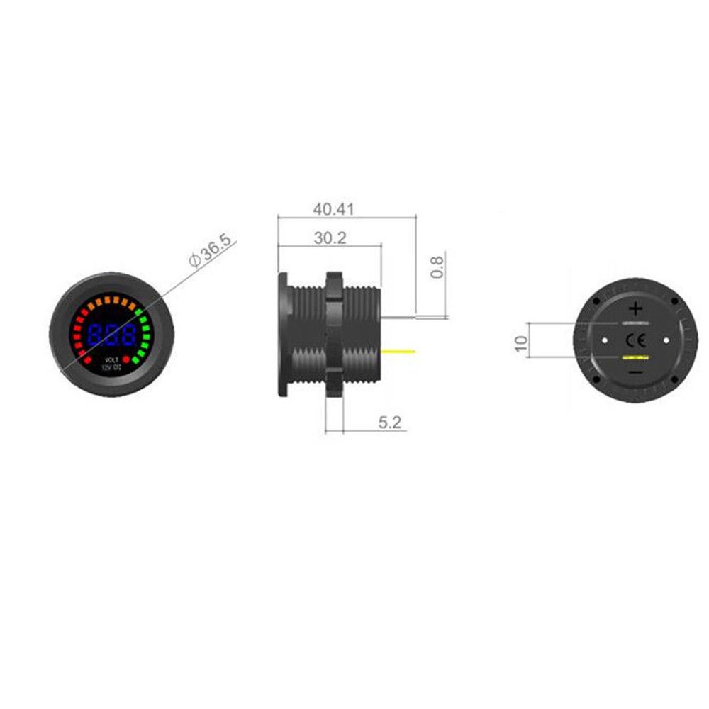 Voltmetro Digitale LED DC 12V 24V Con Display Blu - Misuratore Di Tensione Impermeabile Per Auto, Moto, Camper, Barca