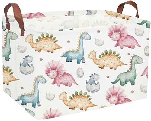 Essme Dinosaur Baskets,Cute Basket for Boys,Dinosaur Baskets for Boys Bin with Handles for Dinosaur Room Decor, Clothes,Books Bins.(Cute Dinosaur)