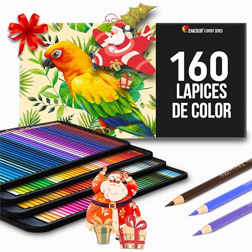 Zenacolor 160 Lapices de Colores (Numerados) Almacenamiento Fácil - Estuche de dibujo profesional para Adultos y Niños - Ideal para Colorear Mandalas, Material Escolar