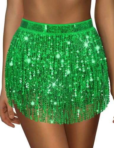Green Sequin Skirt for Women Sparkle Skirts Woman Metallic Skirts for Women Green Skirt Costume Fairy Costume Halloween
