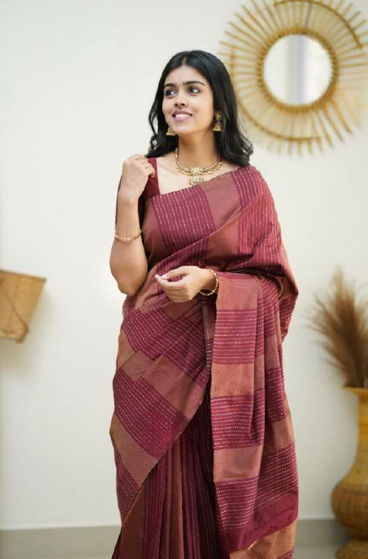 Image of Flosive Women's Kanjivaram Pure Zari Woven Soft Silk Saree With Blouse Piece (Mix Color)