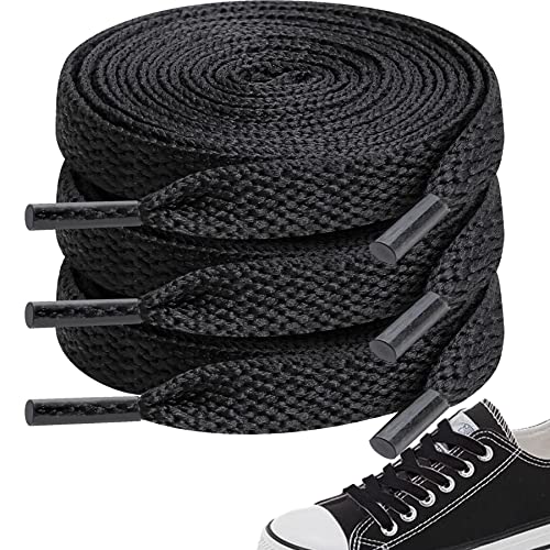 Comforty 3 Paar 10 mm breit Schnürsenkel Flach, Reißfeste Ersatz Shoelaces aus Polyester, Shoelaces 80cm,100cm,120cm für Sneakers, Sportschuhe, Laufschuhe, Turnschuhe Cover