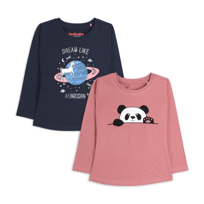 Image of Real Basics Girls Regular Fit Full Sleeves Tshirt (Pack of 2)