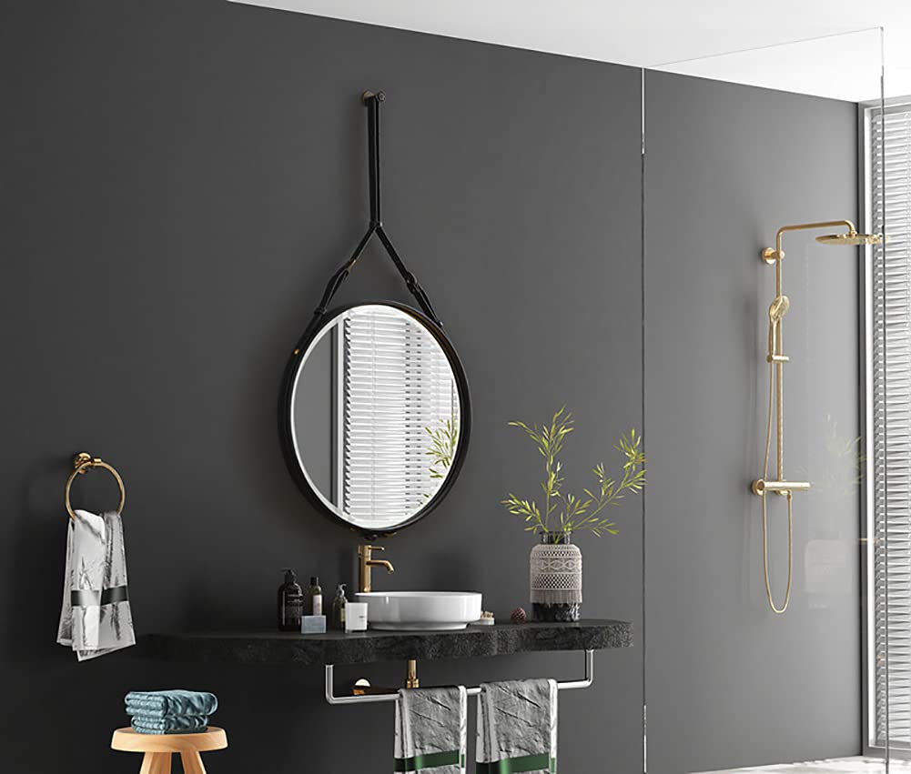 60 cm ronde spiegel met zwart metalen frame - stijlvolle