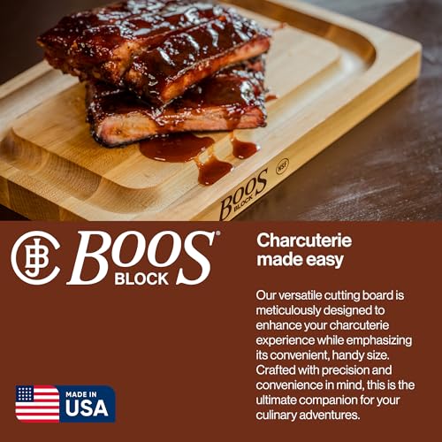 Image of John Boos Chop-N-Slice Series Rectangular Wooden Maple Cutting Board 12 inchx8 inch - 1 inch Thick, 3-lb Reversible Butcher Block with Eased Corners, Juice Groove & Edge-Grain - Made in the USA | 12 inchx8 inch - 1 inch Thick, 3-lb Reversible Butcher Block with Eased Corners, Juice Groove & Edge-Grain - Made in the USA