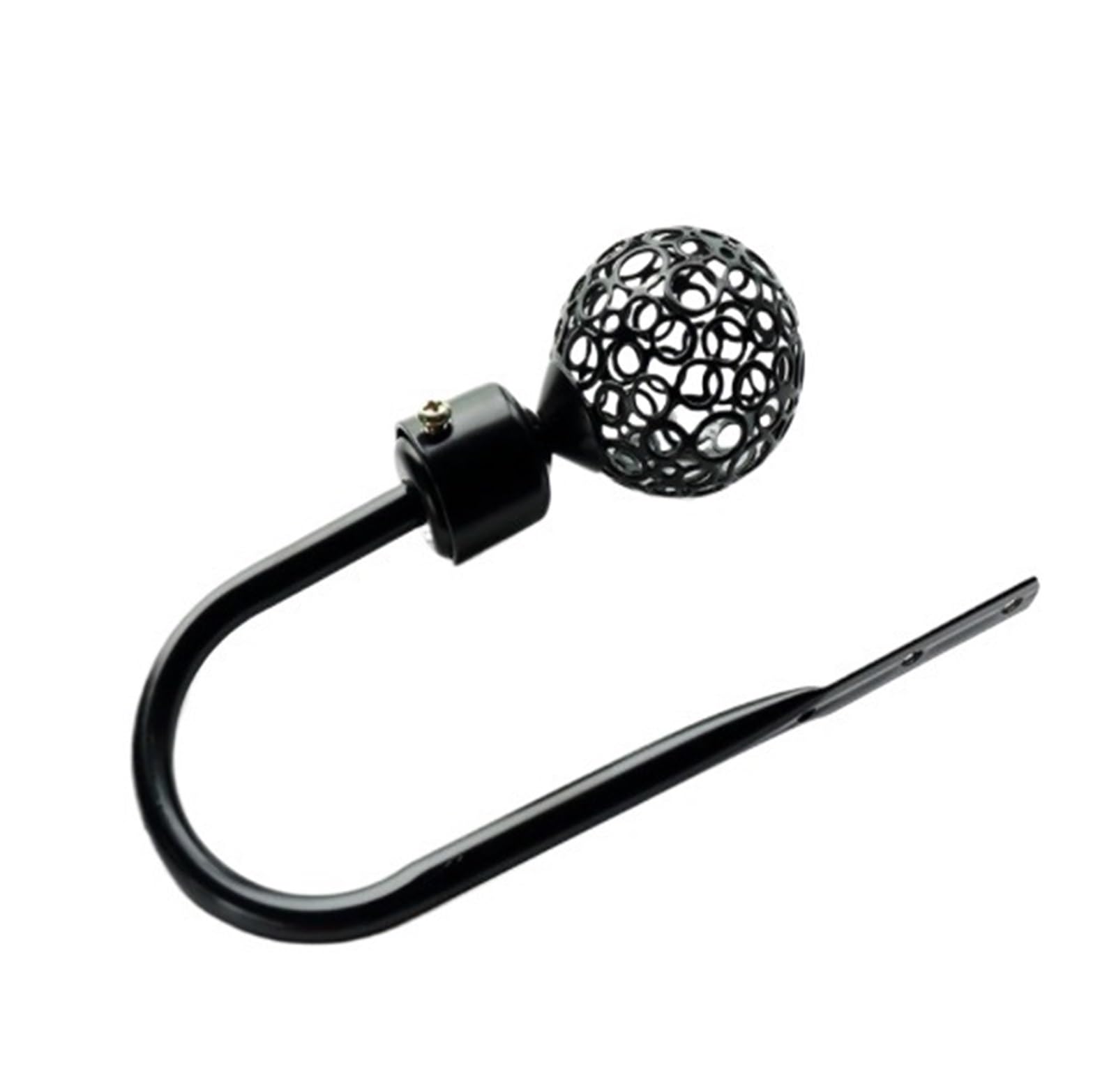 Curtain Holdbacks 2 Pieces Nordic Style Hollowed-Out Curtain Holdback U Shape Decorative Hooks(Black)