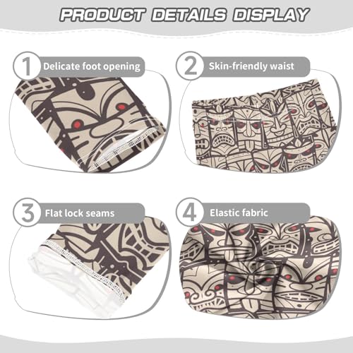 Girls' Leggings Tiki Mask Ancient Hawaiian Maya Face Ankle Length Printed Leggings Comfort Pants for Kids 4-10 Years4