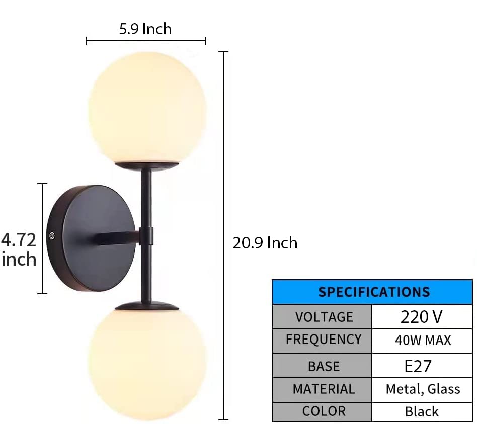 Image of SINOMAN Wall Lights for Living Room Modern Wall Lamps for Home (Double Wall Light, with Bulb) Metal