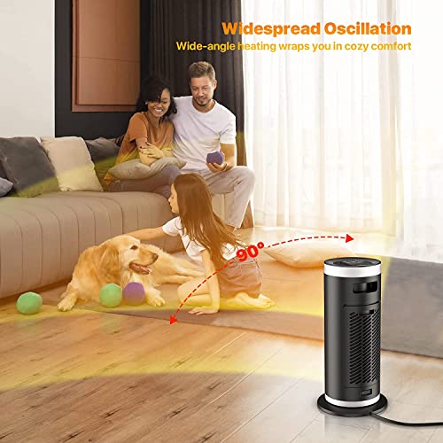 Space Heater For Indoor Use,Feculs Portable Heater With Digital Thermostat&Remote,1500W Fast Heating Ptc Ceramic Electric Heater,1-12H Timer,90Deg Quiet Oscillating Smallheater For Office Home,9.5In #TOP4