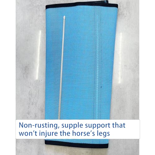 Image of Horse Fly Protection Boots with Leather Frame, Mesh Leg Wraps for for Adult Horses and Donkeys, Set of 4 (Blue, L)