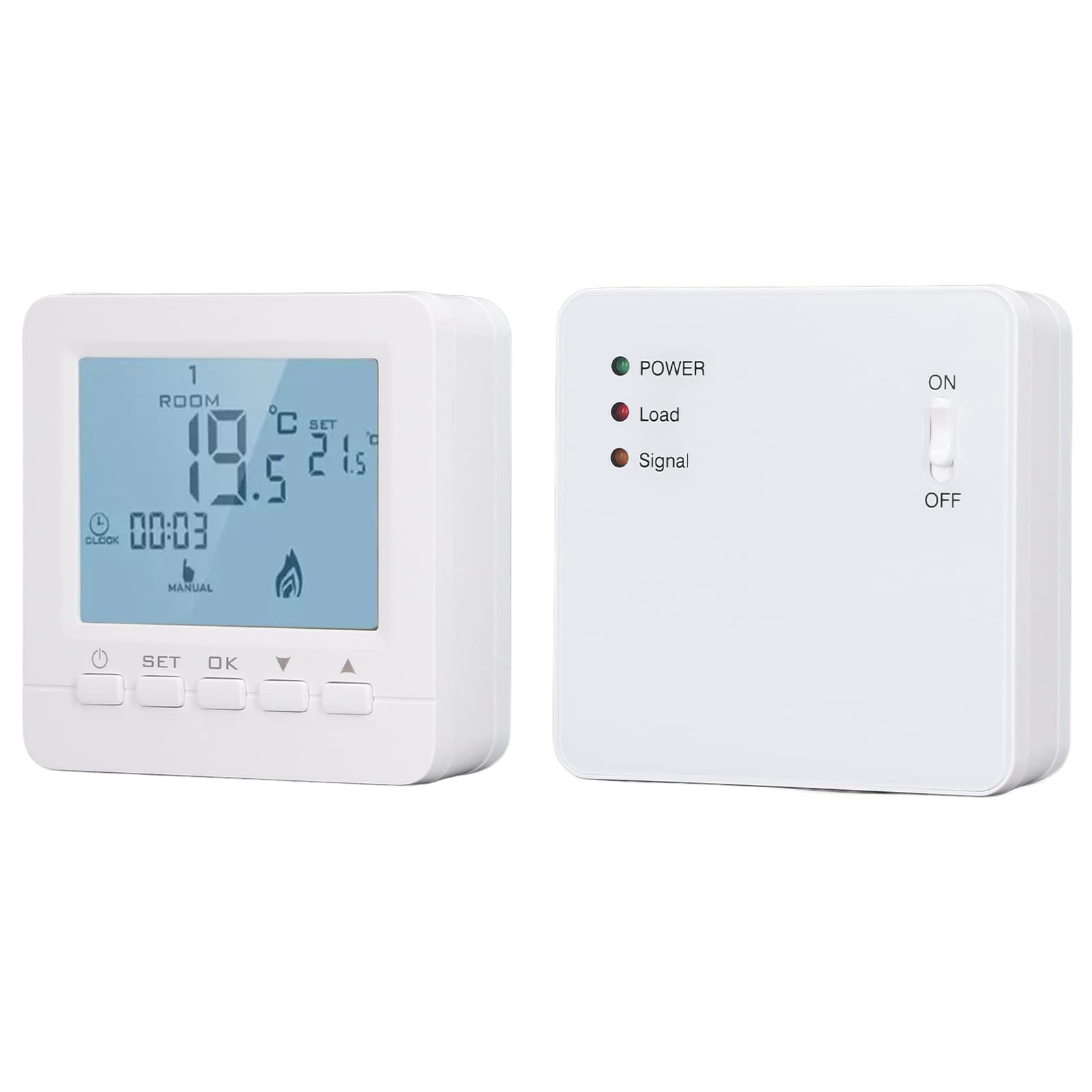 Regolatore di Temperatura Wireless, Termostato RF Programmabile AC230V Modalità Vacanza per Appartamenti