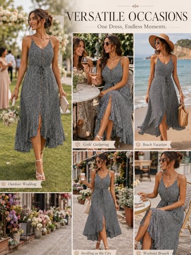 Image of BROVAVE Women's 2026 Summer Casual Boho Sundress Spaghetti Strap Midi Dress