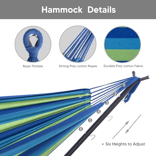 Image of SUNCREAT 2-in-1 Hammocks Hammock Chair with Stand, Patented, Blue Stripe