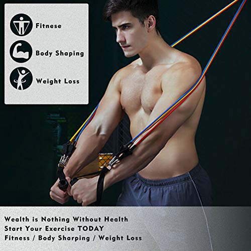 Resistance Bands Set, Donobi 150Lbs Workout Bands for Men Women Fitness,Natural Latex Tension Rope, Resistance Training Exercise Bands,Yoga-Pilates Office Home Gym Workout Fitness Equipment (150) - Thumbnail 6
