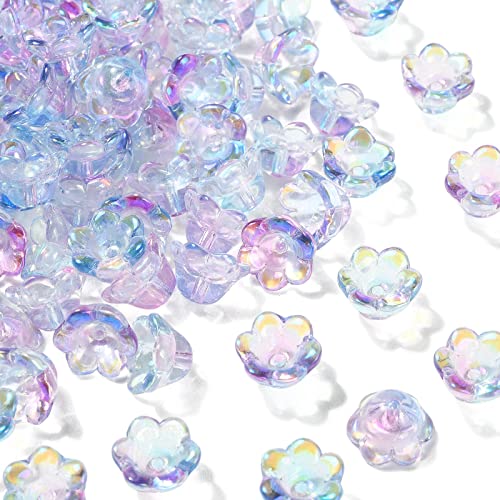 UR URLIFEHALL 100 Pcs Handmade Lampwork Glass Lily of The Valley Beads Flower Crystal Glass Bead Caps for Jewellery Making DIY Crafts