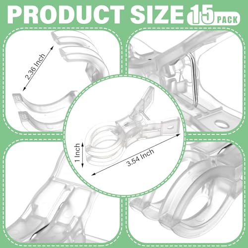 Image of LemonRoad 15 Pack Large Balloon Arch Clips 3.5 Inch with 2.36 Inch Mouth Opening Clear Balloon Clamps Plastic Transparent Backdrop Spring Clamp for Birthday Crafts Woodworking Photography Studio Decor