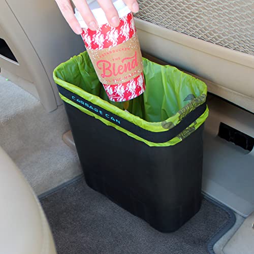 Carbage Can Premium Car Trash Can W/Floor Mat Clip And Bag Securement Band - Black #TOP1