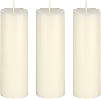 Vista 29 de Mega Candles 3 velas de pilar de oro rosa sólido sin perfume, vertidas a mano, velas de cera prémium de 2 x 6 pulgadas, decoración del hogar, spas