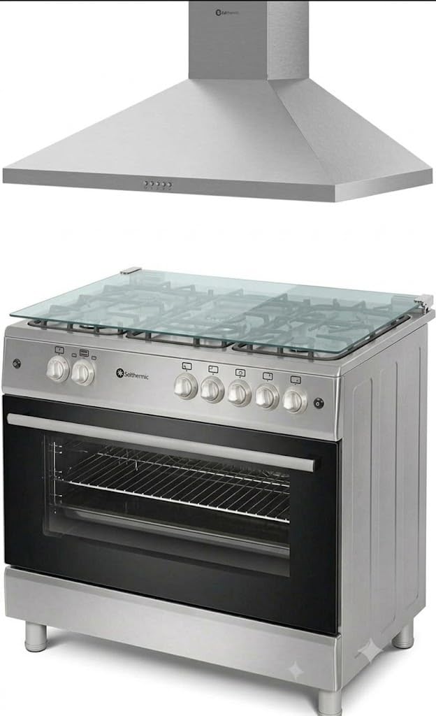 PACK 90 CM COCINA A GAS PANORAMICA SOLTHERMIC Y CAMPANA EXTRACTORA / 3 VELOCIDADES / 650 M/H CAPACIDAD DE EXTRACCIÓN/SILENCIOSO
