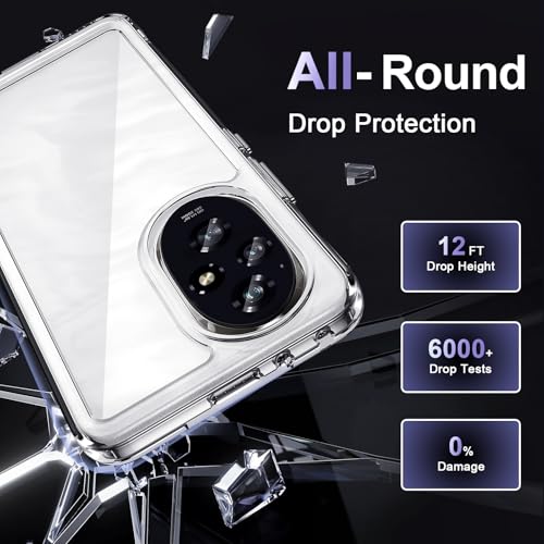 Image of Case for Honor 200 5G, Military Grade Drop Protection Phone Case, Yellowing Resistant, Anti-Scratch Hard PC Back, Shockproof Hard Ultra-Thin Protective Cover, Clear
