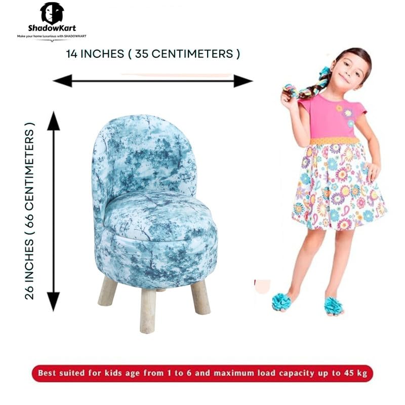Image of Ottoman Kids pouffe Small Stool for Baby Chair Study Table Stool for Kids Room Baby Sofa Stepstool Children Cartoon Wooden Chair, 14x26 Inch, Seagreen