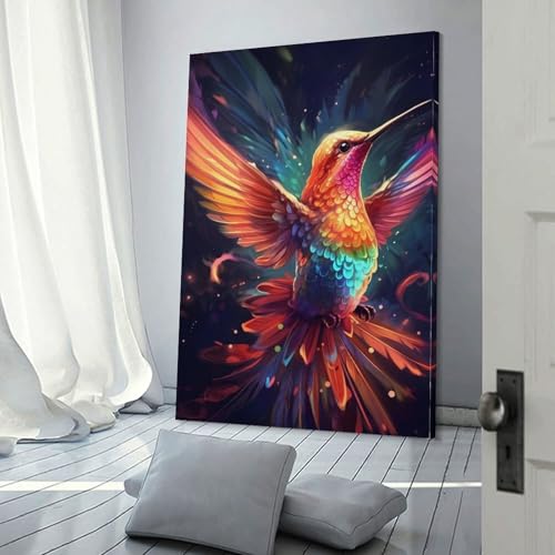 Peinture sur toile colibri 30x45cm décoration murale pour salle de bain