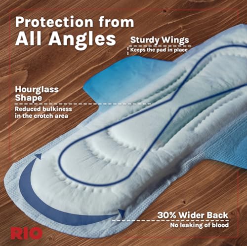 Image of RIO Sanitary Pads for women, Cottony Soft with Wings (XL) - (280mm, Pack of 15)