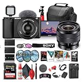Sony ZV-E10 Mirrorless Camera Kit (Black) with 16-50mm II Power Zoom Lens | 4K Video | Real-Time Autofocus | Creator Camera + Sony E 10-18mm Lens + 64GB Card + Photo Software + More (Renewed)