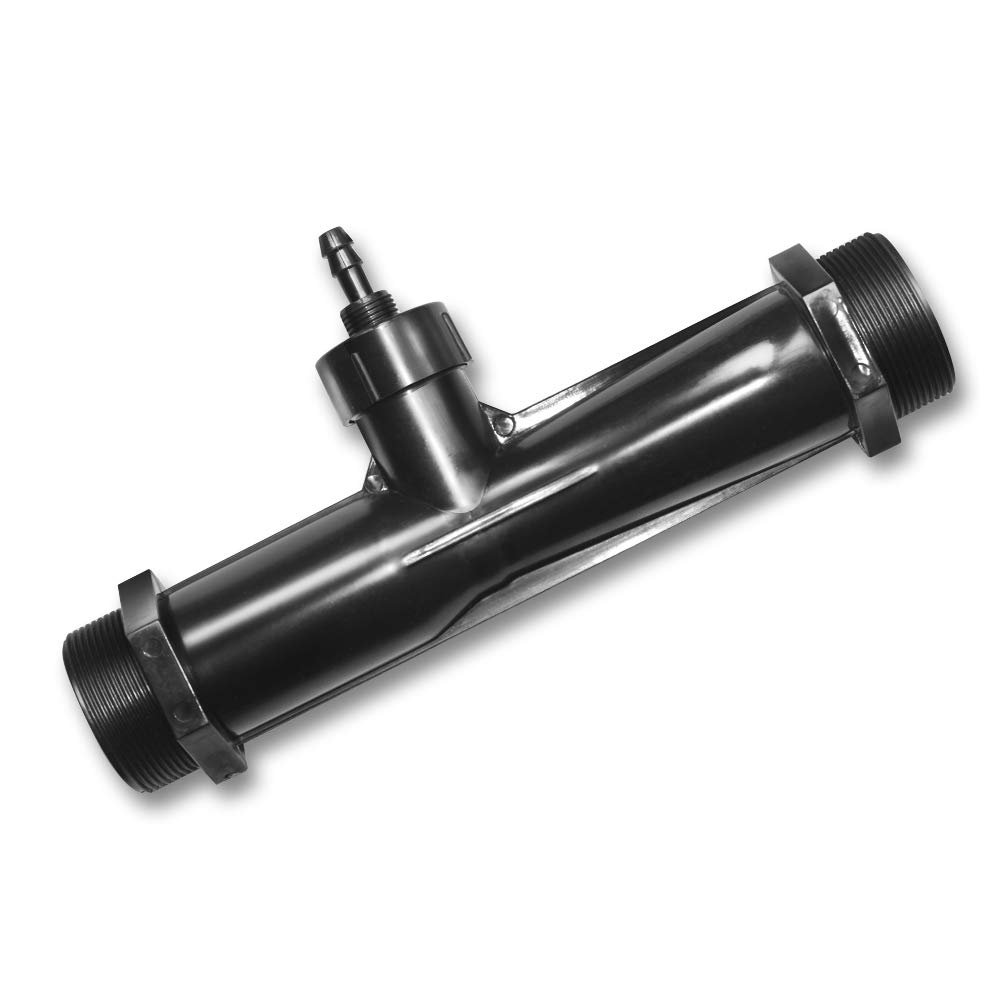 Kymlaa Pvdf Venturi Injector with check valve 2" Inch Gas-Liquid Mixing Venturi Injection for Ozone Generator Agriculture Fertilizer Irrigation Sewage Treatment Dosing Device Jet Device (2" Black)
