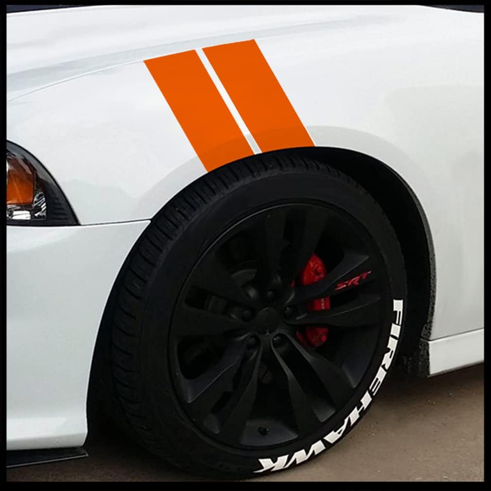 Sticker Connection | Fender Stripes Hash Marks - Vinyl Decal Universal for Car Truck Sticker Racing Stripe (Orange)