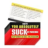 SHMZK 100PCS Bad Parking Business Cards, You Absolutely Suck at Parking Bad Parking Warning, 3.5×2 in Funny Parking Violation Cards with Multi Violation Reasons, Car Accessories