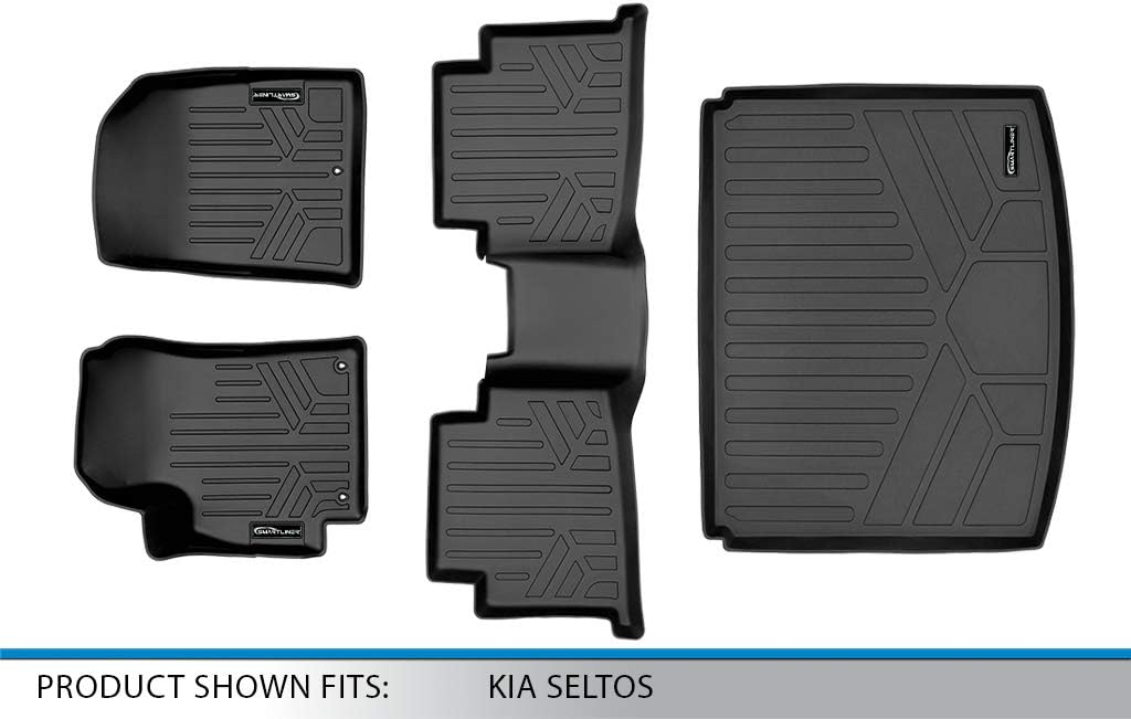 SMARTLINER Custom Fit Floor Mats & Cargo Liner Behind 2nd Row in Lower Position Compatible with 2021-2023 Kia Seltos