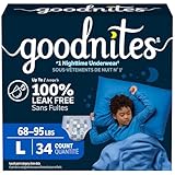 Goodnites Boys' Nighttime Bedwetting Underwear, Size Large (68-95 lbs), 34 Ct, Packaging May Vary