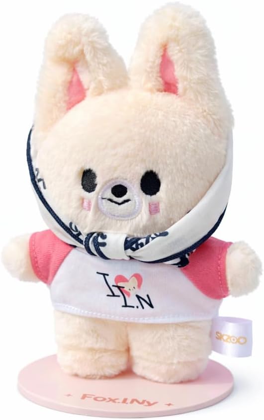 Skzoo Magnetic Plush Doll with Stand Base with Clothes- Cute Animal Collectible Figure for Desk & Backpack (5 inch) - Fun Toy for Concert & Daily Decor - Leebit