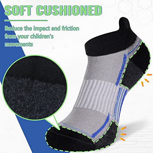 SeeyAN Kids Socks Boys Ankle Athletic Half Cushioned Low Cut Sport Cotton Breathable Socks 6 Pairs4