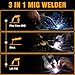 VIGRUE 140A MIG Welder, 110V IGBT Inverter Welder, Flux Core MIG/Lift TIG/Stick/MIG 3 in 1 Welding Machine with Synergic Control, LED Display & Full Kit (Welder Helmet, Gloves)