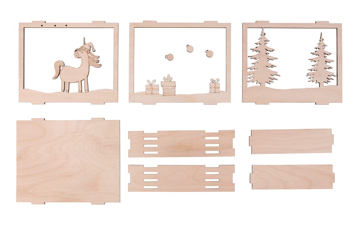 Kit Para Crear Cuadro 3D De Madera Con Gnomos - 15.5x12.5x3.8 Cm, Piezas Precortadas, Incluye Instrucciones, Para Pintar Y Decorar