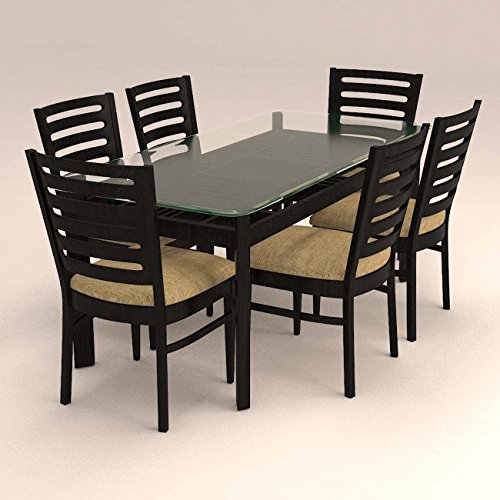 Hexagon Furnitures 6 Seater Ladder Styled Dinning Set with Glass Table