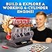 National Geographic 4-Cylinder Engine Building Kit – 175+ Piece Working Model with Moving Parts, Clear Visible Engine Model, STEM Building Toy with Tools & Learning Guide for Kids