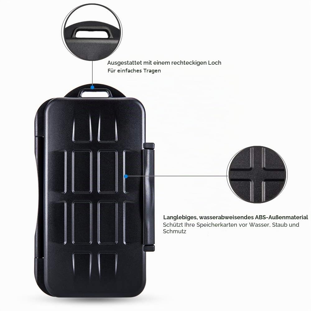 JJC 36 Steckplätze Speicherkarten Schutzhülle Aufbewahrung für 12 SD SDXC SDHC +18 Micro SD TF + 6 CF Compact Flash Karten, Memory Card Case wasserdichte SD Etui Schutzbox mit Karabiner