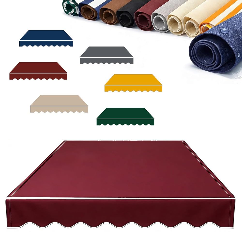 Toile De Store Banne Manuel Rétractable, 3x2m 5x3.0m Tissu De Remplacement pour Auvent pour Terrasse, Couverture D'auvent pour Pare-Soleil Imperméable(Red,3.5x2.5m/11.5x8ft)