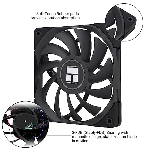 Image of Thermalright C12015B CPU Fan Computer case Fan Quiet 4pin PWM PC Fan,15mm Slimline Cooler Fan,120mm CPU Cooling(Black)