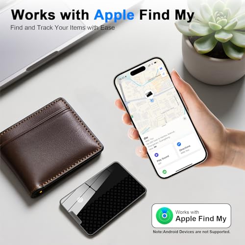 Image of Compatible with AirTag Wallet Tracker, Smart Card Finder, Apple MFi Compatible (iOS Only), App Controlled Anti Loss GPS Tracker, IP68 Waterproof, Item Locator for Luggage Tags, Purses (Grey)
