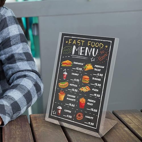 Image of Shuban Acrylic Sign Holder L Shape Double Sided Portrait Style Menu Ad Frame Display Stand (L- Shape 06 x 09 Inch-(8Pcs))