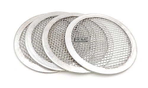Image of Prime Bakers and Moulders Round Aluminium Pizza Screen mesh Tray for Oven- Set of 4 Pieces (7 Inch)