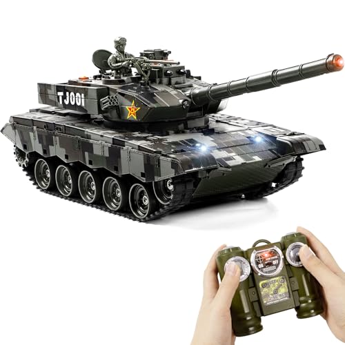 Supdex Char Radiocommande China 99 RC 1/24, Tank Telecommande avec Effets Sonores, Fumee, Recul, Combat Multijoueur 2,4GHz Tank Militaire Telecommande Realiste pour Enfant et Adulte